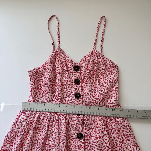 Japna Dress Summer Ditsy Floral Peasant Button Down Tank Pockets Lined Sz S - Picture 11 of 14